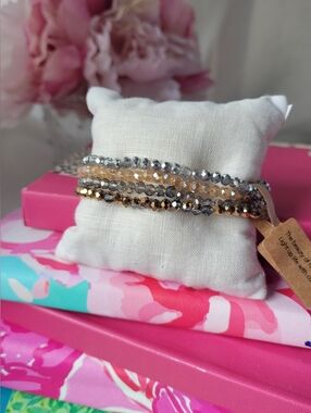 Sparkling Faceted Stretch Bead Bracelets Set of 4